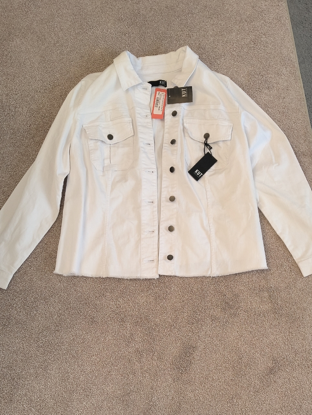 NWT Kut from the Kloth Kara White Denim Button-Front Jacket 2X